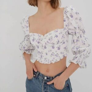 For Love and Lemons purple floral crop top
